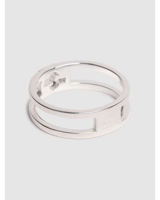 Gucci White Interlocking Sterling Ring