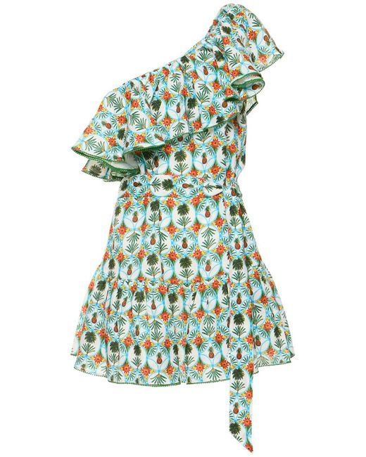 Borgo De Nor Green Pietra Ruffled Linen Mini Dress