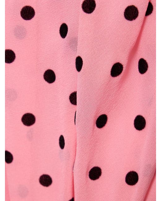 Alessandra Rich Pink Kleid Aus Seidengeorgette Mit Punktmuster