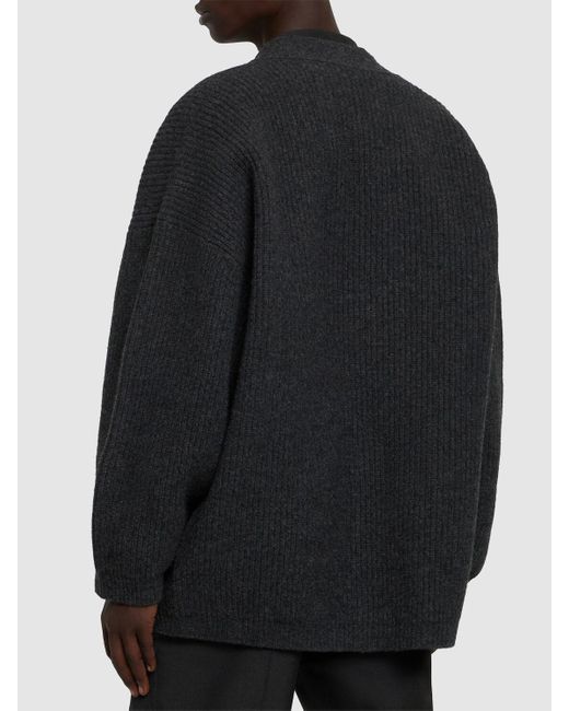 Lemaire Blue Felted Wool Knit Cardigan for men