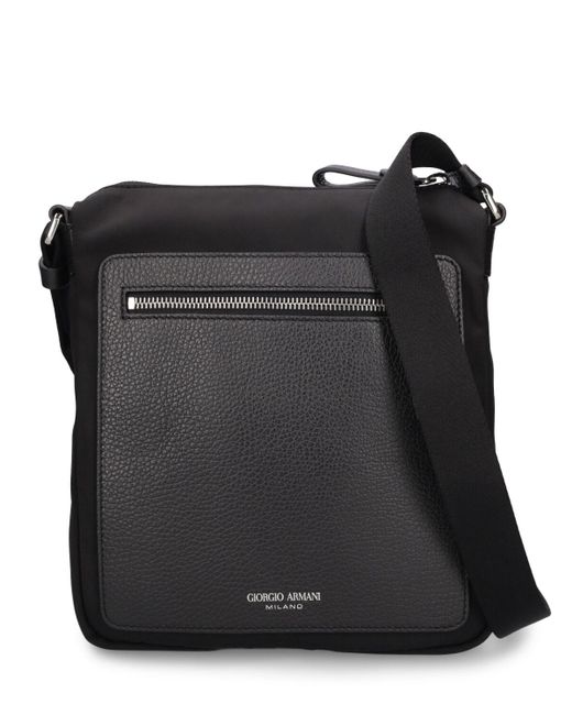 Giorgio Armani Black Logo Crossbody Bag for men