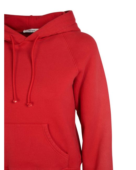 The Row Red Timmi Cotton Blend Jersey Crop Hoodie