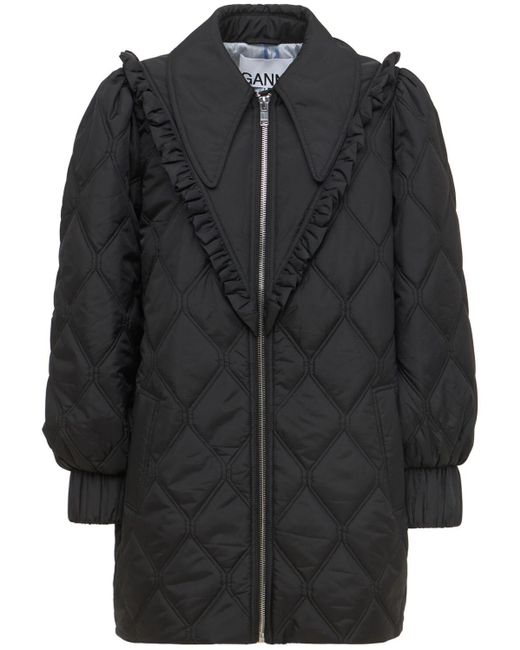 Ganni Synthetic Recycled Ripstop Quilted Down Jacket in Black Lyst
