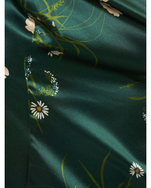 Reformation Green Overland Printed Silk Satin Top