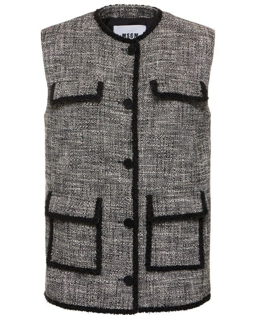 Gilet en coton avec poches MSGM en coloris Gray