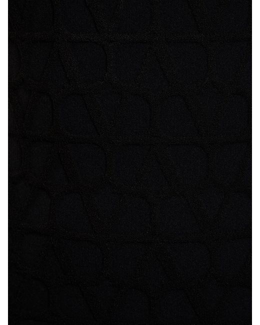 Valentino Black Midikleid Aus Stretch-strick Mit Logo