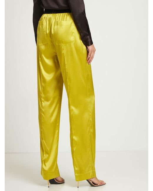 Tom Ford Yellow Logo Silk Satin Pajama Pants
