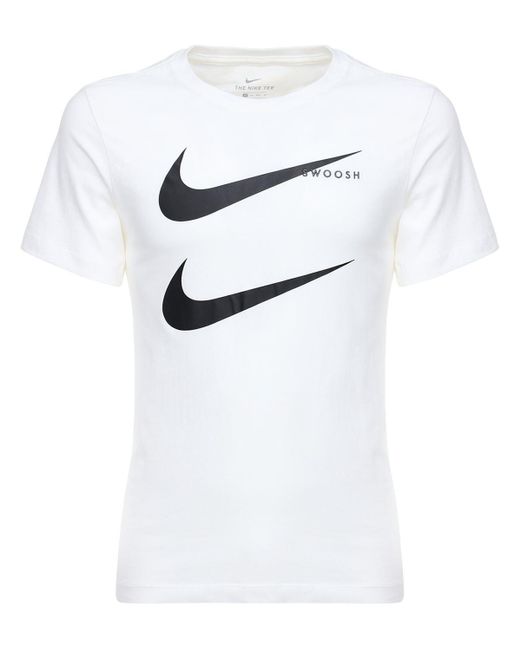 Nike White Double Swoosh Cotton T-shirt for men