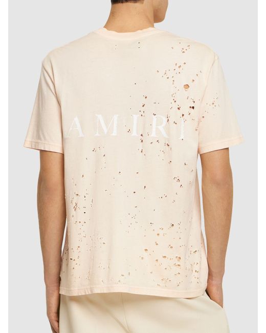 T-shirt ma in jersey di cotone distressed di Amiri in Natural da Uomo