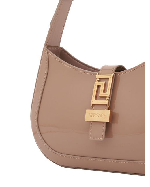 Versace Brown Small Leather Hobo Bag