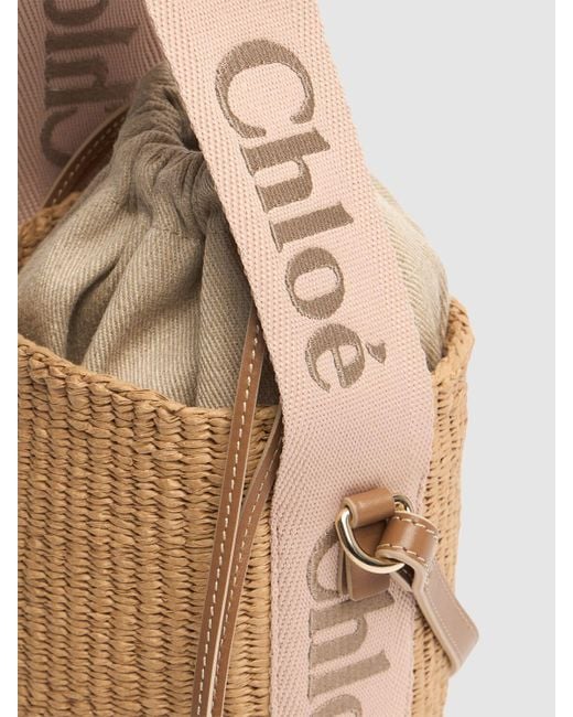 Chloé White Woody Raffia Bucket Bag