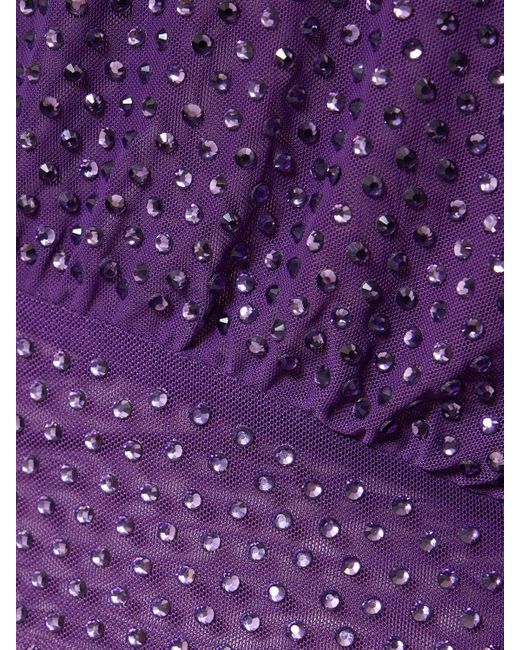 Self-Portrait Purple Embellished Mesh Maxi Dress