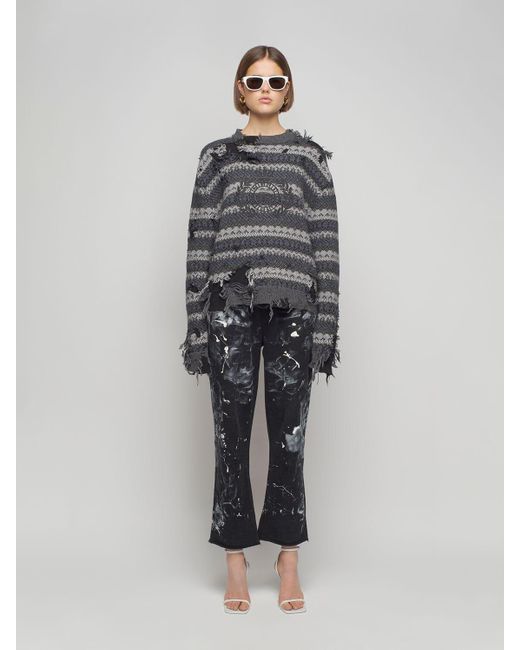 Suéter de punto de lana desgastado Balenciaga de Lana de color Negro | Lyst