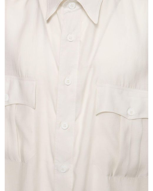 Chemise manches courtes en lyocell et soie Giorgio Armani pour homme en coloris White