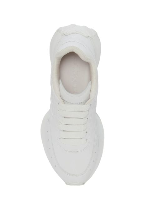 Alexander McQueen White Sprint Runner Leather Sneakers