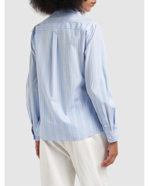 Weekend by Maxmara Blue Bahamas Striped Cotton Poplin Shirt