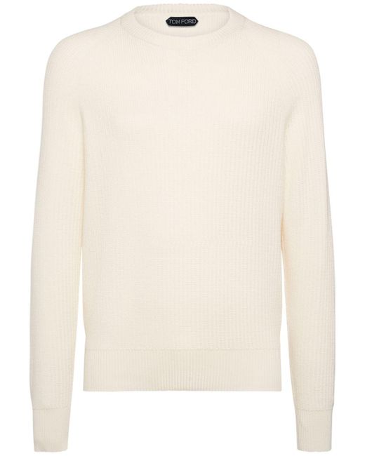 Tom Ford Natural Textured Wool & Silk Crewneck Sweater for men