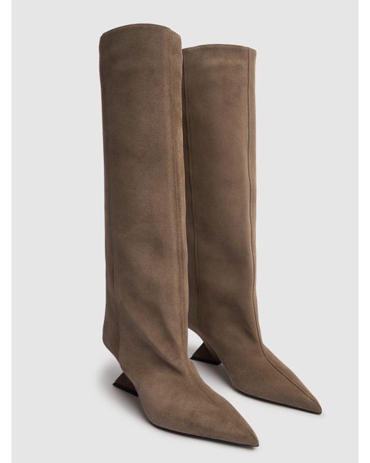 The Attico Brown 60mm Hohe Wildlederstiefel "cheope"