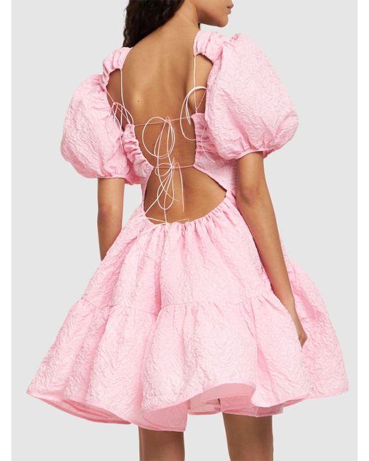 CECILIE BAHNSEN Pink Sylvie Puff Sleeve Mini Dress
