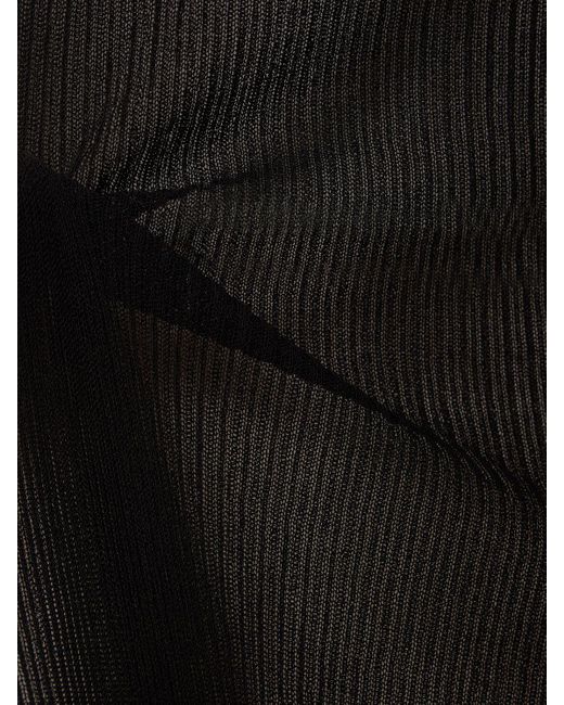 Petar Petrov Gray Silk Knit V-neck Long Sleeve Bodysuit