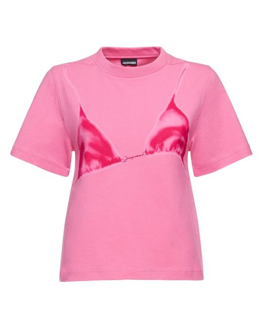 Jacquemus Pink T-shirt Aus Baumwolljersey "le T-shirt Bikini"