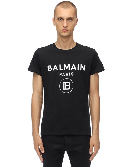Balmain Black Foil Logo T Shirt for men