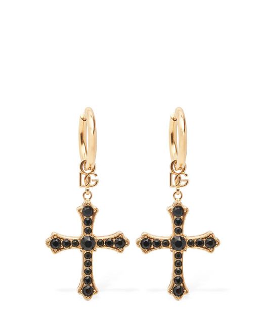 Dolce & Gabbana White Dg Dna Crystal Cross Earrings