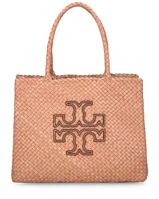 Tory Burch Mcgraw Dragon Woven Tote Bag in Brown | Lyst