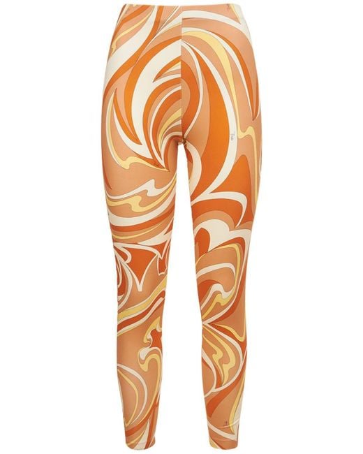 Emilio Pucci Orange Printed Eco Stretch Leggings