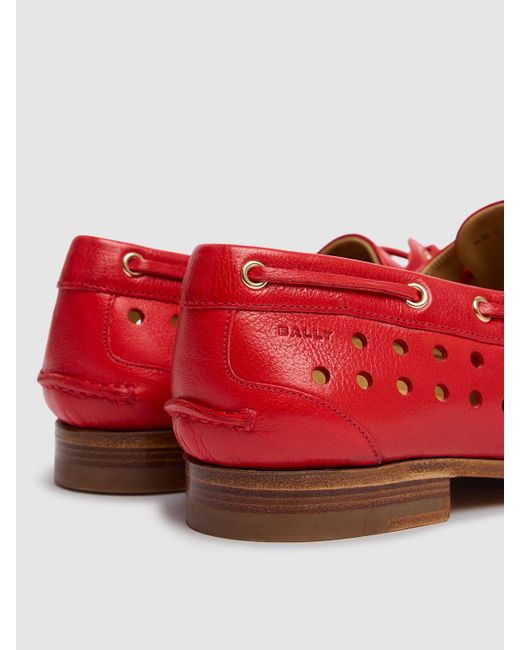 Bally Plume レースアップ レザーローファー Red