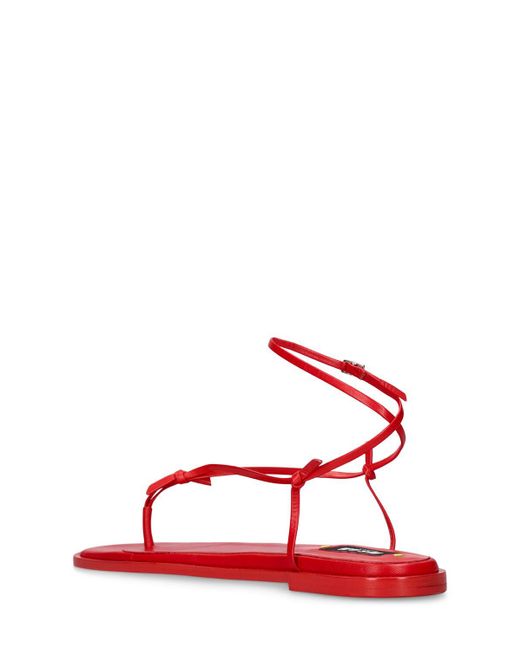 MSGM Red 10mm Leather Flat Sandals