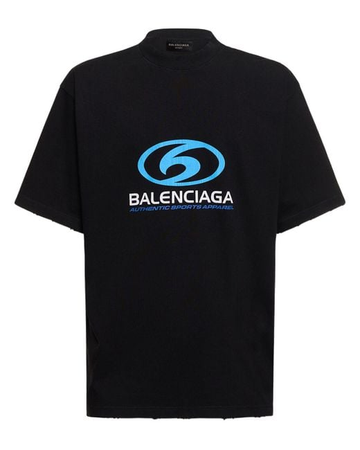T-shirt surfer in cotone effetto vintage di Balenciaga in Black da Uomo