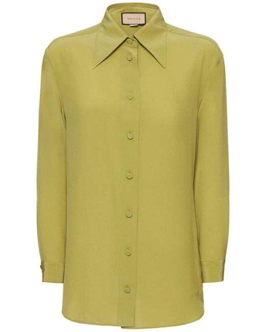 Gucci Cosmogonie Silk Shirt in Green | Lyst UK