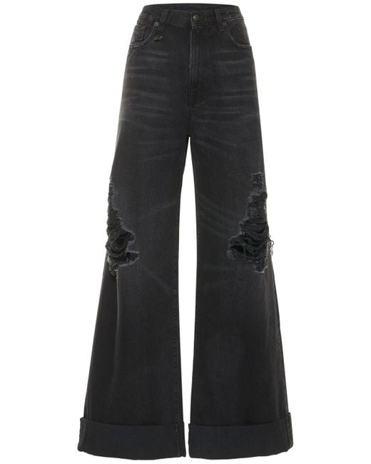 R13 Denim Lisa Baggy Cotton Distressed Jeans in Black Lyst Canada