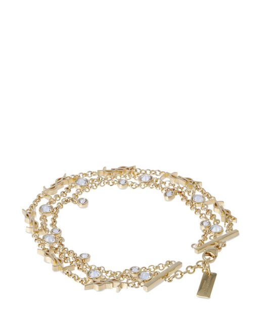 Saint Laurent Metallic Ysl Crystal & Brass Bracelet