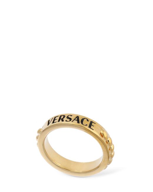 Versace Metallic Metal Logo Ring for men