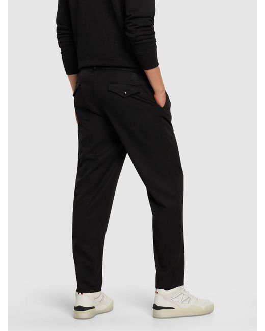 Moncler Black Woven Wool Gabardine Pants for men