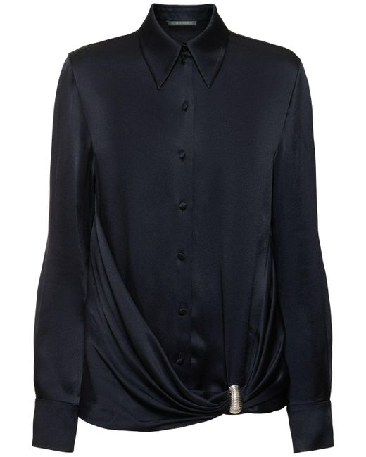 Alberta Ferretti ドレープサテンシャツ Blue