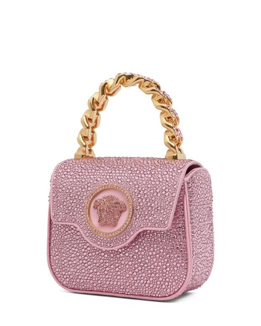Bolso de mano mini medusa con cristales Versace de color Pink
