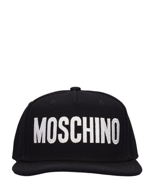 Moschino Black Logo Embroidery Cotton Canvas Cap for men