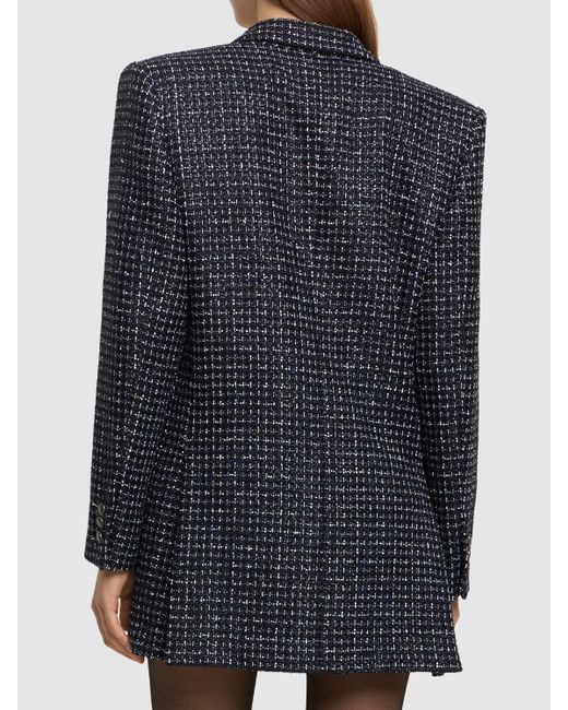 Alessandra Rich Blue Oversized Sequined Tweed Jacket