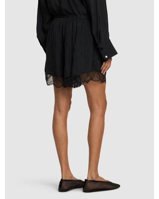 Ganni Habotai Viscose Elasticated Shorts in Black | Lyst UK