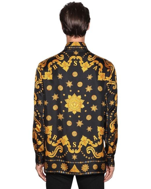 Versace Allover Barocco Print Western Shirt in Black/Gold (Black) for