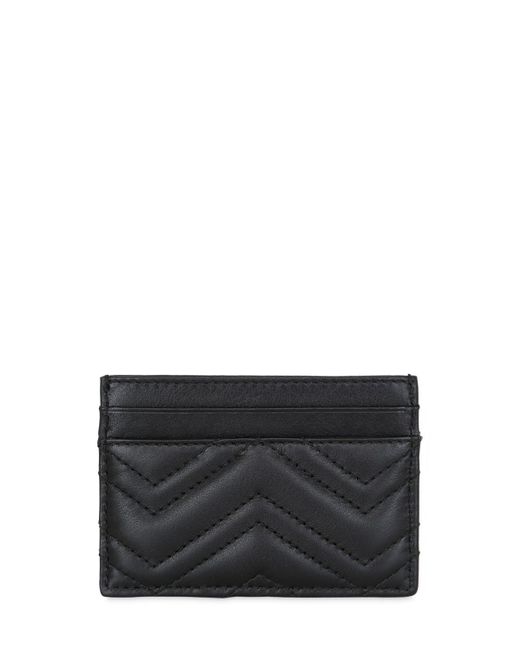 Gucci Black gg Marmont Quilted Leather Card Holder