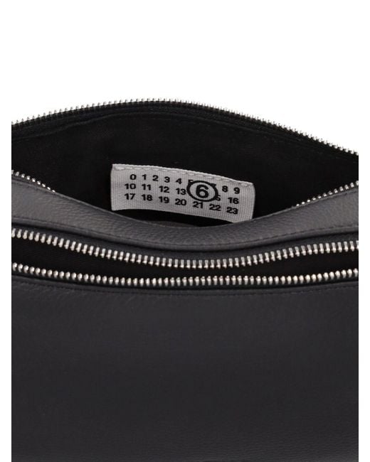 MM6 by Maison Martin Margiela Black Double Slouchy Hobo Leather Bag