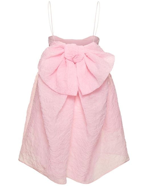 CECILIE BAHNSEN Pink Gina Matelassé Mini Dress W/bow
