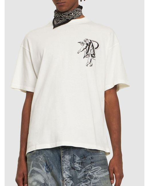 Camiseta de algodón con logo Represent de hombre de color White