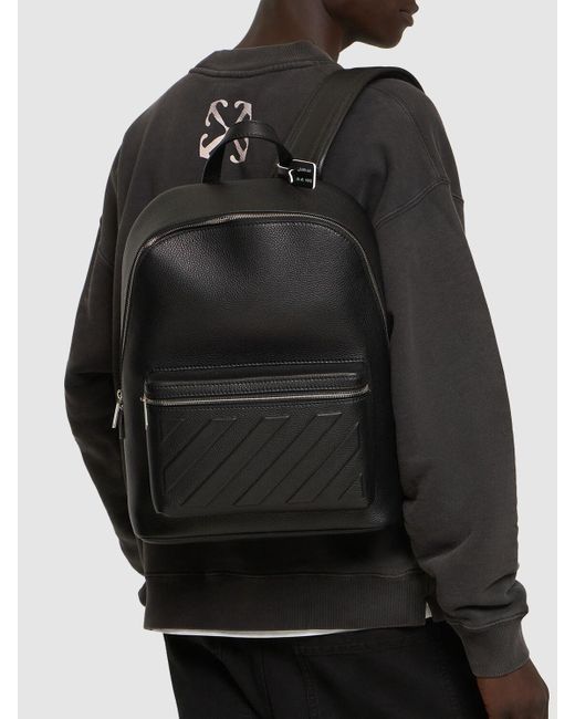 Off-White c/o Virgil Abloh Black Diagonal Leather Backpack for men