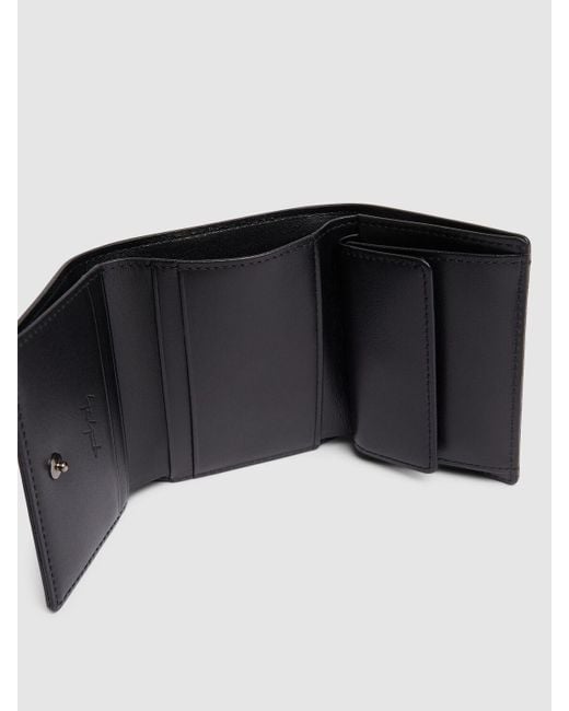 Yohji Yamamoto Black Trifold Leather Wallet for men
