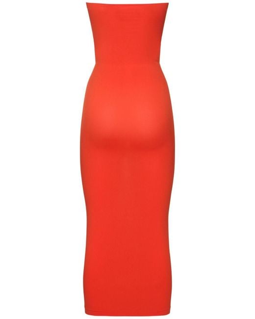 Wolford Red Donna Fatal Shaping Strapless Midi Dress